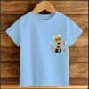 Çocuk Mavi Pamuklu Baskili T-shirt
